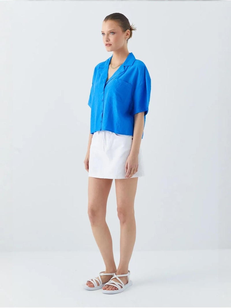 Chemise courte boutonnée coupe ample avec poche mixray Bleu cobalt - Kiabi