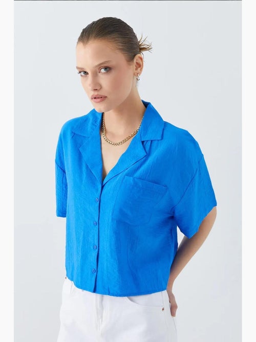 Chemise courte boutonnée coupe ample avec poche mixray - Kiabi