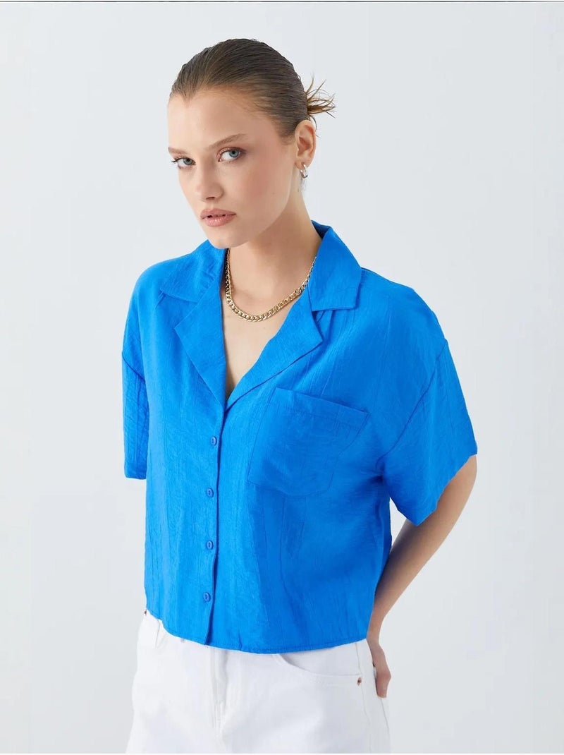 Chemise courte boutonnée coupe ample avec poche mixray Bleu cobalt - Kiabi