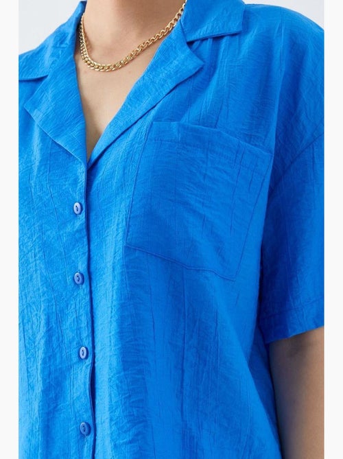Chemise courte boutonnée coupe ample avec poche mixray - Kiabi