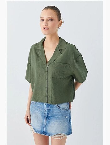 Chemise courte boutonnée coupe ample avec poche mixray