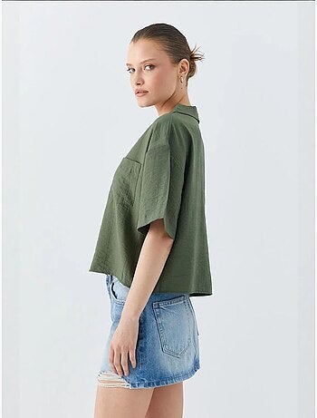 Chemise courte boutonnée coupe ample avec poche mixray