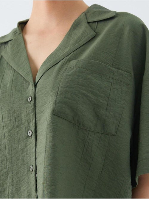 Chemise courte boutonnée coupe ample avec poche mixray - Kiabi