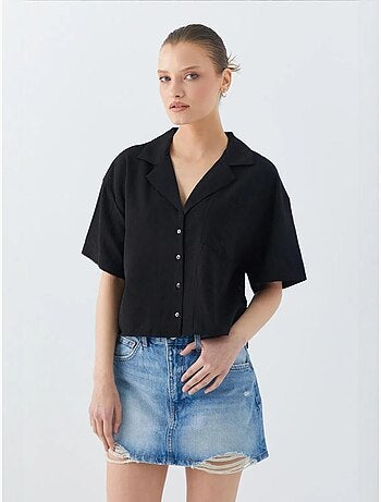 Chemise courte boutonnée coupe ample avec poche mixray