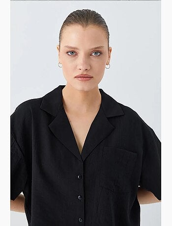 Chemise courte boutonnée coupe ample avec poche mixray