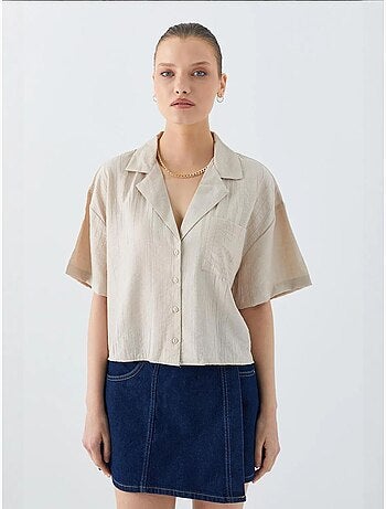 Chemise courte boutonnée coupe ample avec poche mixray