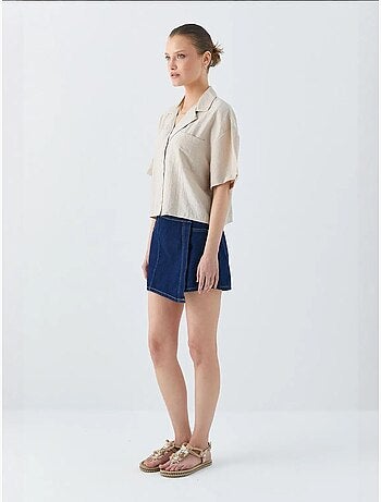 Chemise courte boutonnée coupe ample avec poche mixray