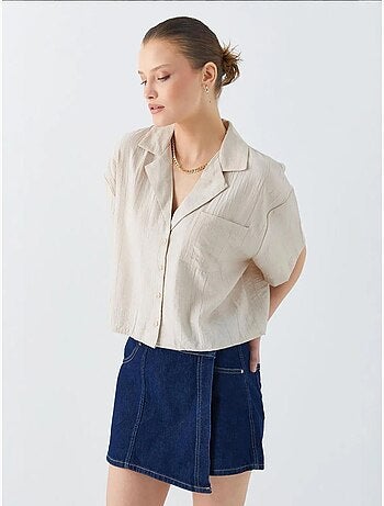 Chemise courte boutonnée coupe ample avec poche mixray