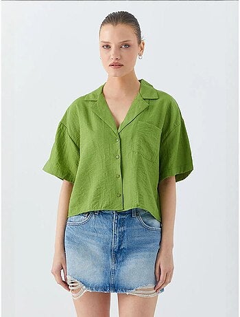 Chemise courte boutonnée coupe ample avec poche mixray