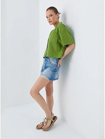 Chemise courte boutonnée coupe ample avec poche mixray