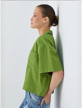 Chemise courte boutonnée coupe ample avec poche mixray