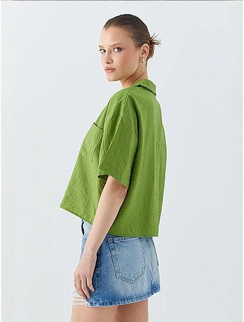Chemise courte boutonnée coupe ample avec poche mixray