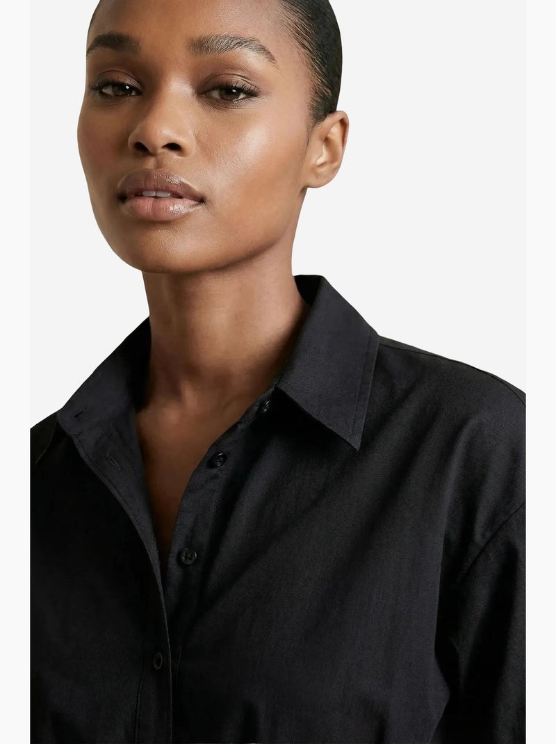 Chemise courte boutonnée décontractée my fashion Noir - Kiabi