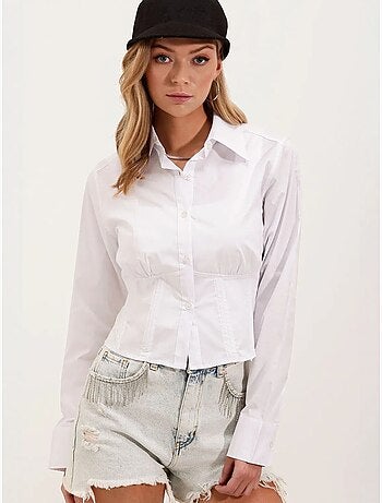 Chemise courte boutonnée en popeline ajustée bdart