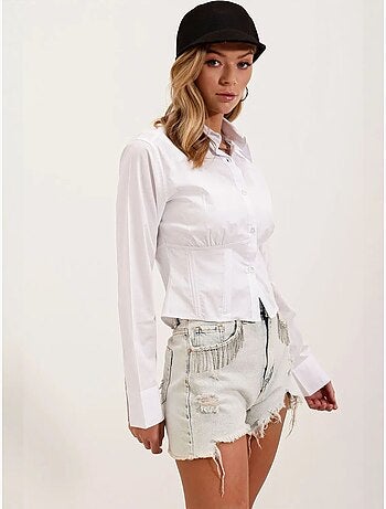 Chemise courte boutonnée en popeline ajustée bdart