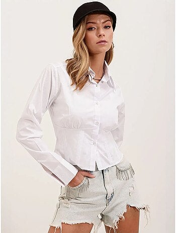 Chemise courte boutonnée en popeline ajustée bdart