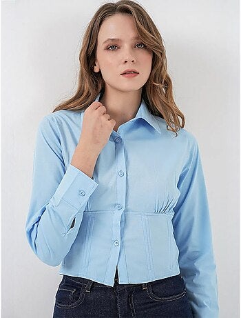 Chemise courte boutonnée en popeline ajustée bdart