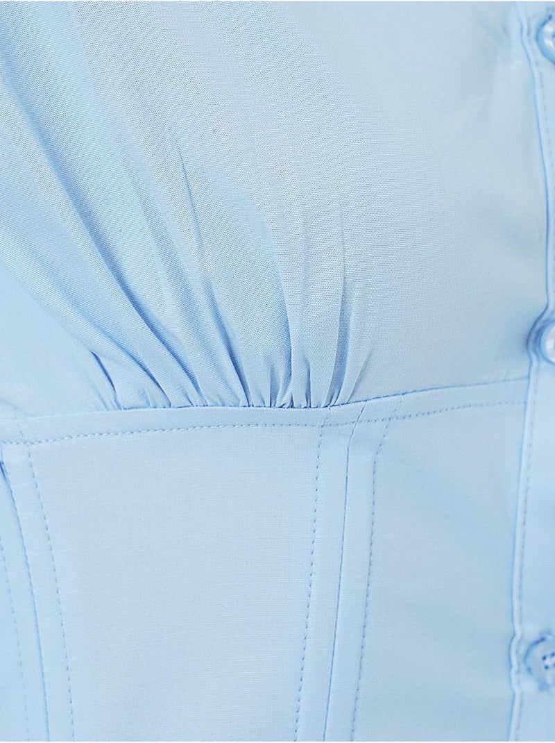 Chemise courte boutonnée en popeline ajustée bdart Bleu clair - Kiabi