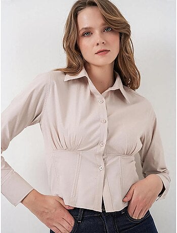 Chemise courte boutonnée en popeline ajustée bdart