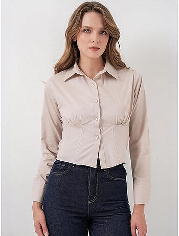 Chemise courte boutonnée en popeline ajustée bdart