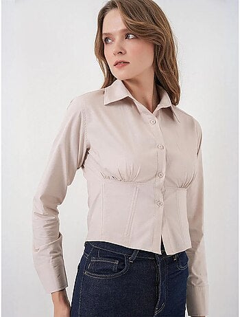 Chemise courte boutonnée en popeline ajustée bdart