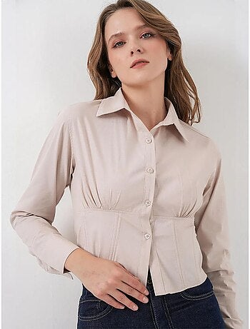 Chemise courte boutonnée en popeline ajustée bdart