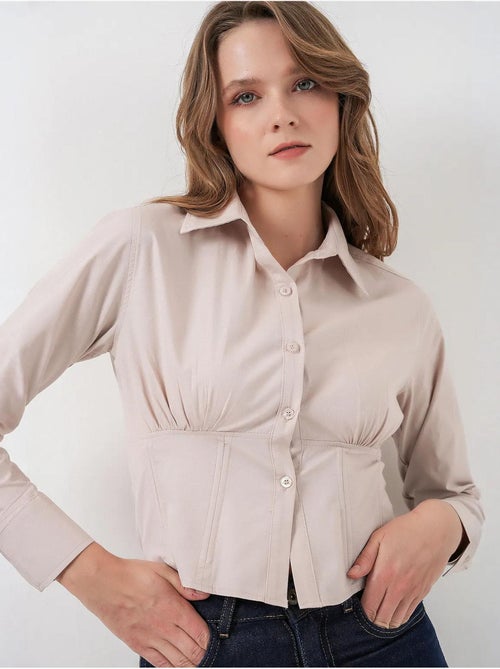 Chemise courte boutonnée en popeline ajustée bdart - Kiabi Chemise courte boutonnée en popeline ajustée bdart - Kiabi