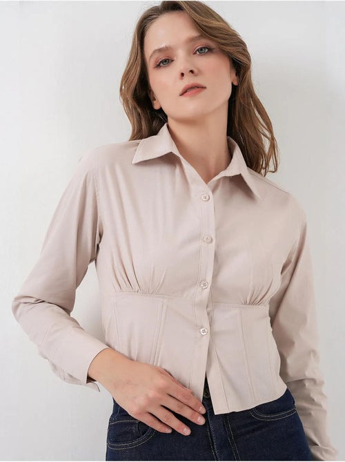Chemise courte boutonnée en popeline ajustée bdart - Kiabi Chemise courte boutonnée en popeline ajustée bdart - Kiabi