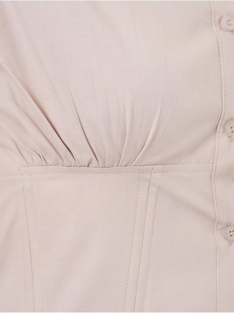 Chemise courte boutonnée en popeline ajustée bdart Crème - Kiabi