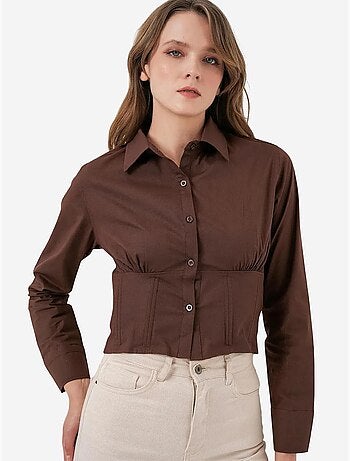 Chemise courte boutonnée en popeline ajustée bdart