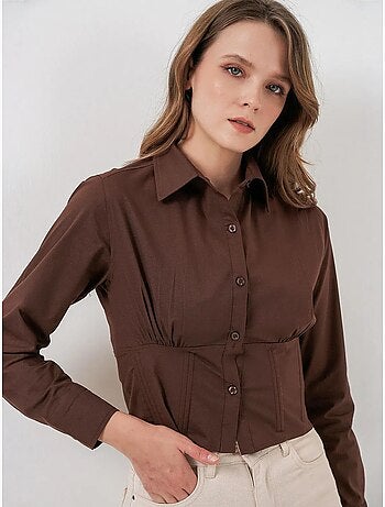 Chemise courte boutonnée en popeline ajustée bdart