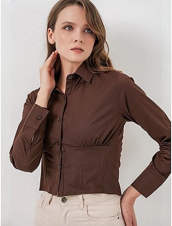 Chemise courte boutonnée en popeline ajustée bdart