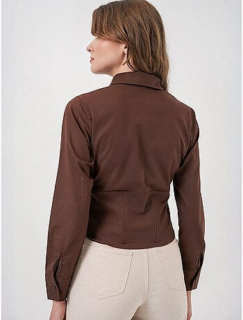 Chemise courte boutonnée en popeline ajustée bdart