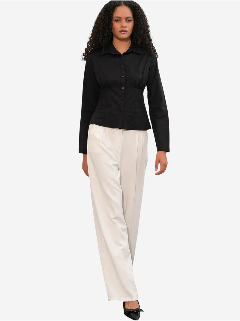Chemise courte boutonnée en popeline ajustée bdart Noir - Kiabi