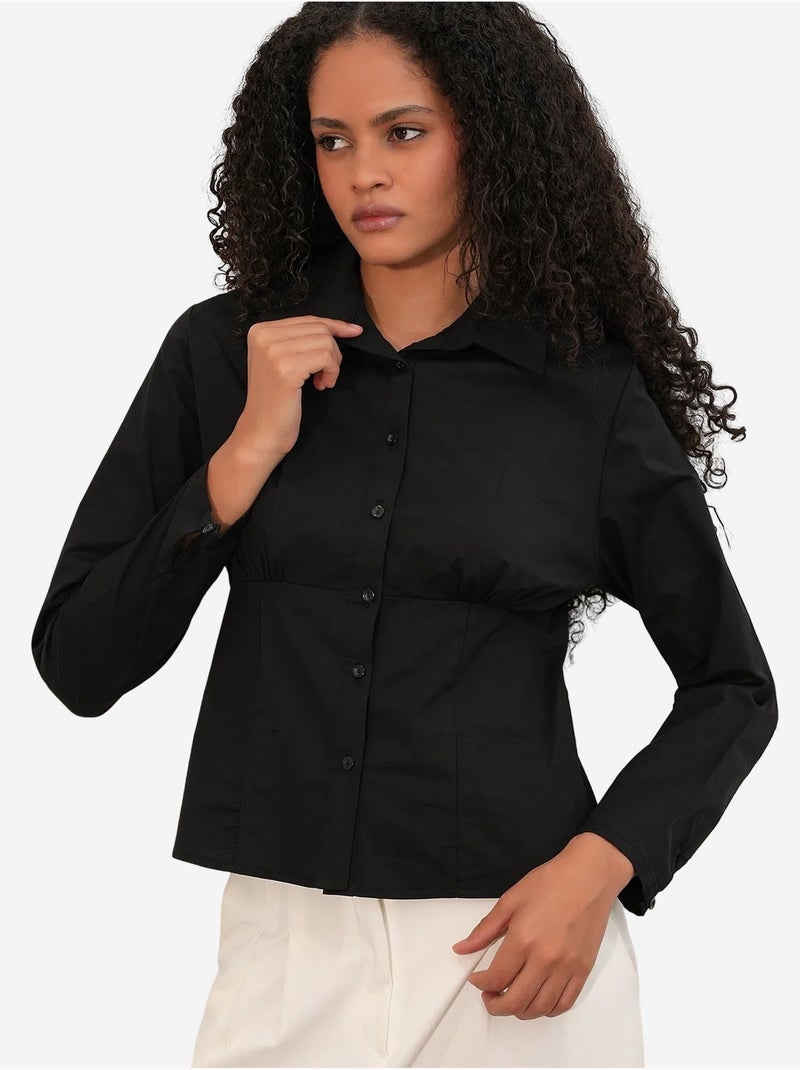 Chemise courte boutonnée en popeline ajustée bdart Noir - Kiabi
