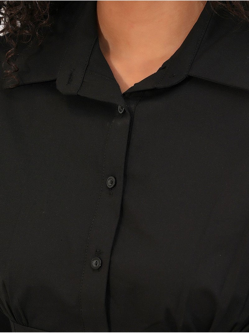 Chemise courte boutonnée en popeline ajustée bdart Noir - Kiabi