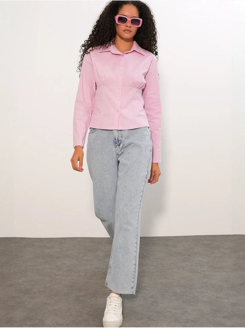 Chemise courte boutonnée en popeline ajustée bdart Rose clair - Kiabi