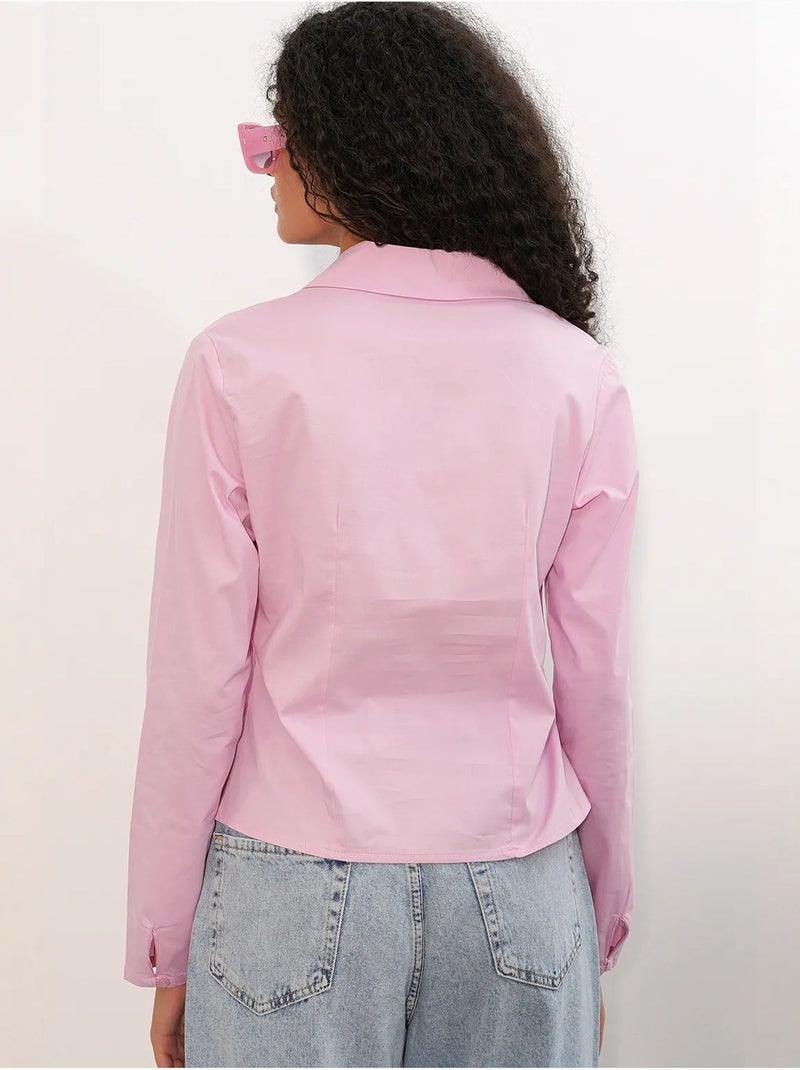 Chemise courte boutonnée en popeline ajustée bdart Rose clair - Kiabi