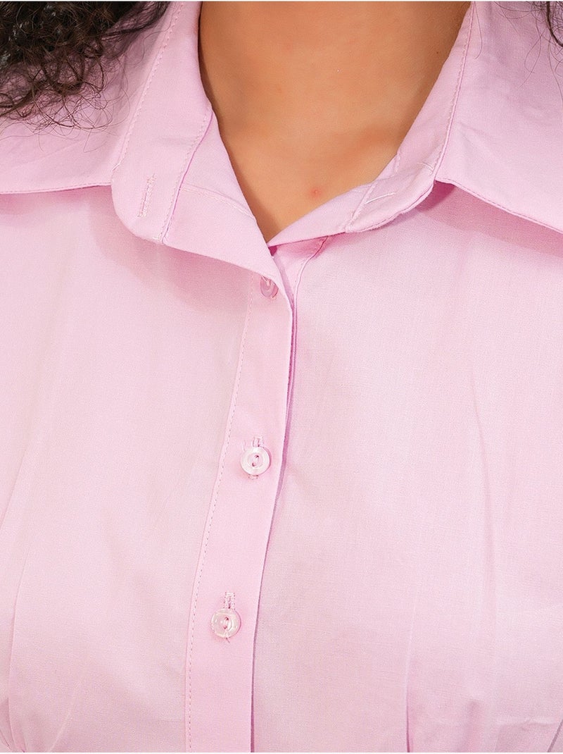 Chemise courte boutonnée en popeline ajustée bdart Rose clair - Kiabi