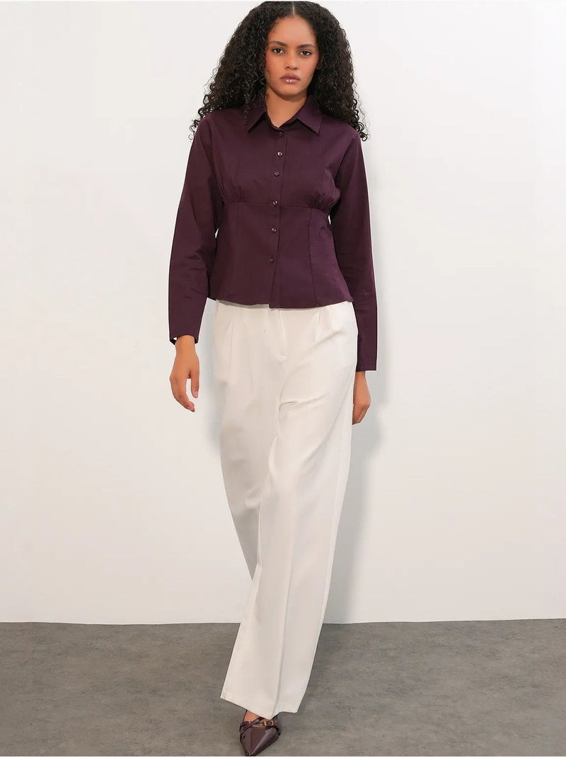 Chemise courte boutonnée en popeline ajustée bdart Rouge bordeaux - Kiabi