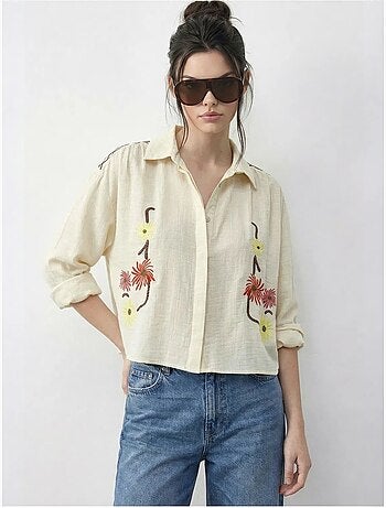 Chemise courte brodée avec fermeture boutonnée lucci
