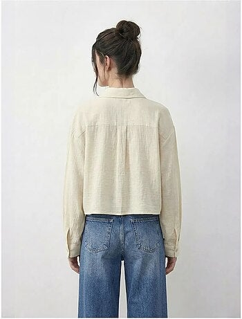 Chemise courte brodée avec fermeture boutonnée lucci