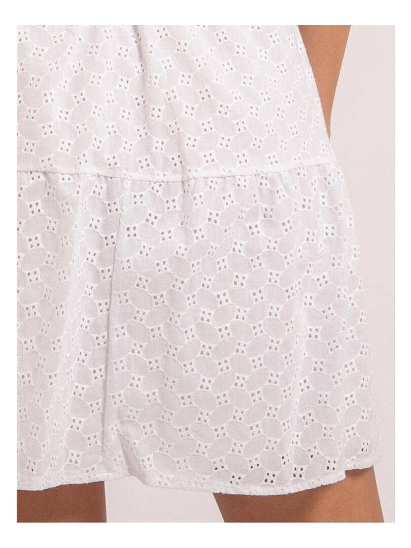 Chemisier Trapèze NAF NAF En Broderie Anglaise - Blanc - Taille 38 - Occasion Très Bon État
