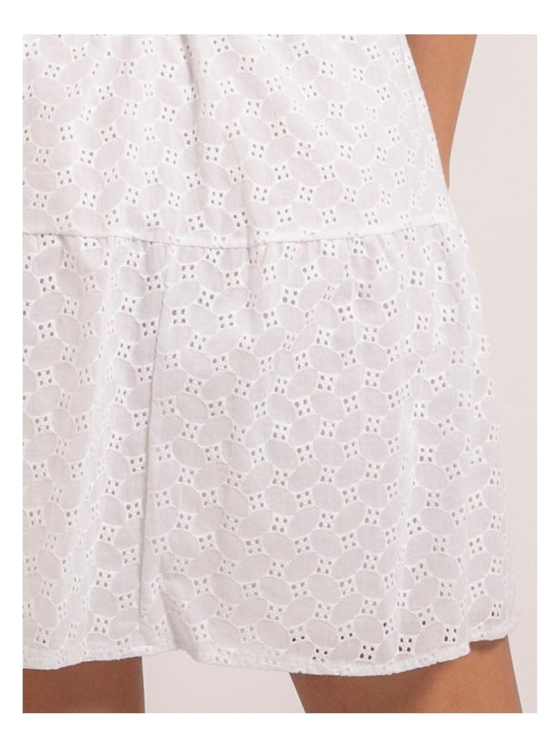 Chemise courte broderies anglaises ORNELLE Blanc - Kiabi