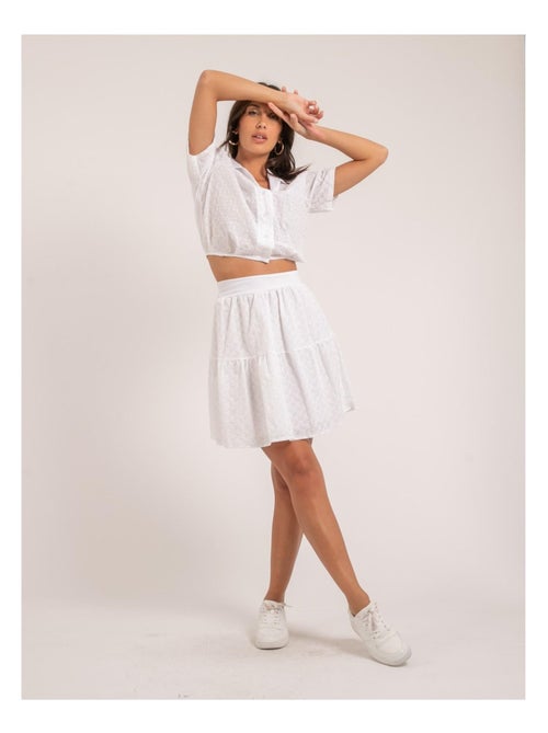 Chemise courte broderies anglaises ORNELLE - Kiabi
