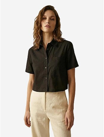 Chemise courte en coton à manches courtes avec poche my fashion