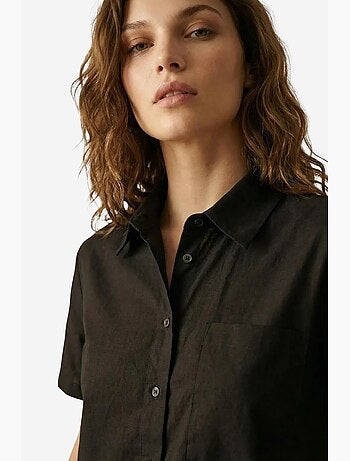 Chemise courte en coton à manches courtes avec poche my fashion