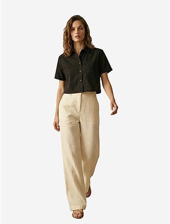 Chemise courte en coton à manches courtes avec poche my fashion