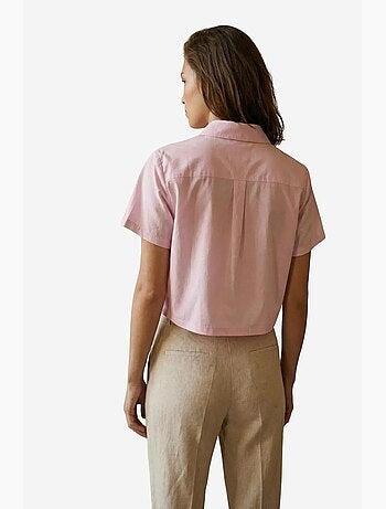 Chemise courte en coton à manches courtes avec poche my fashion