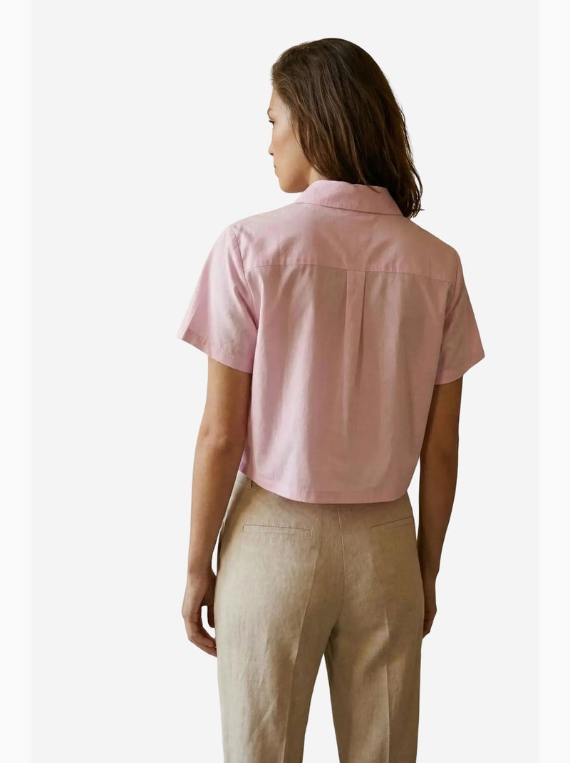 Chemise courte en coton à manches courtes avec poche my fashion Rose dragée - Kiabi